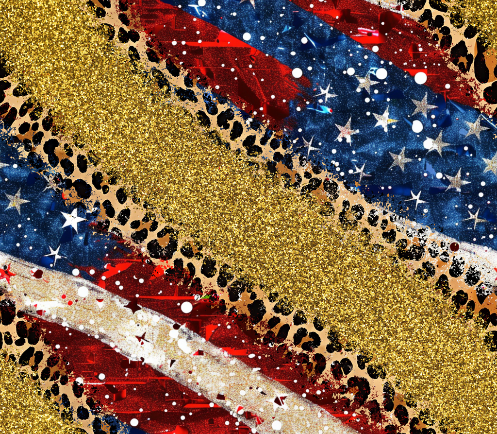 Patriotic Metallic Glitter 20oz Straight Skinny Edge Tumbler