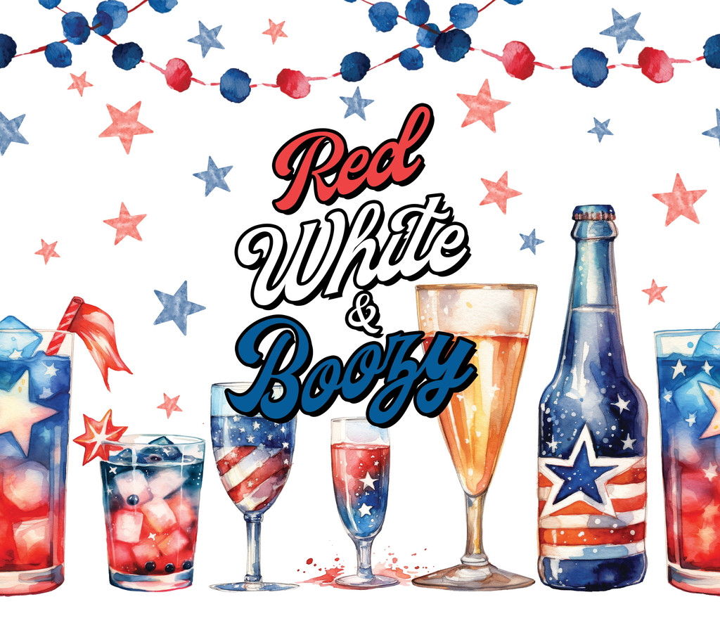 Red, White & Boozy Holographic Straight Skinny Tumbler