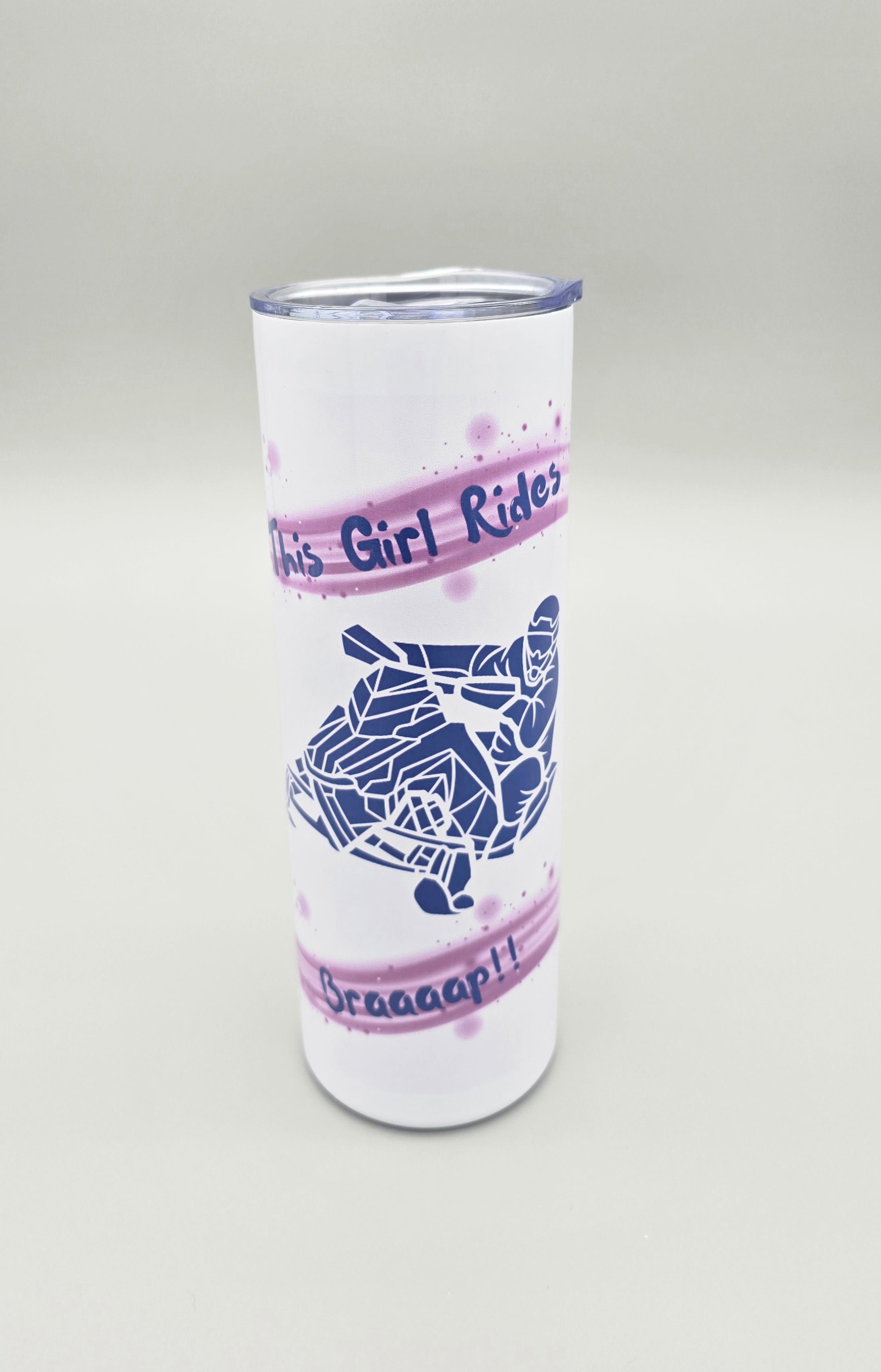 This Girl Rides 20oz Straight Skinny Tumbler W/ Sliding Lid & Straw