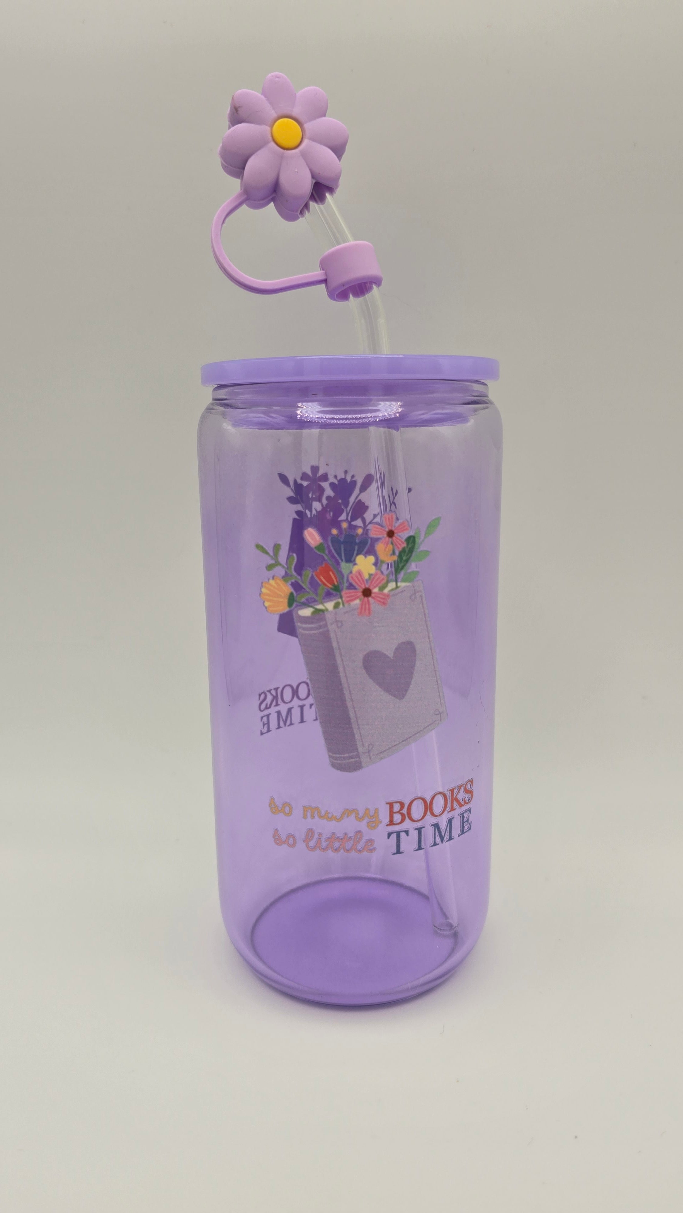 Book Time 16oz Purple Glass Cup