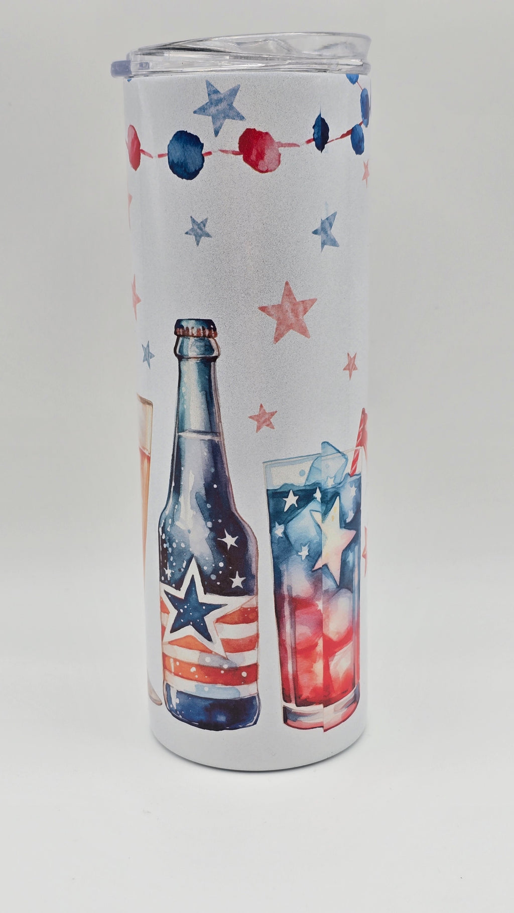 Red, White & Boozy Holographic Straight Skinny Tumbler