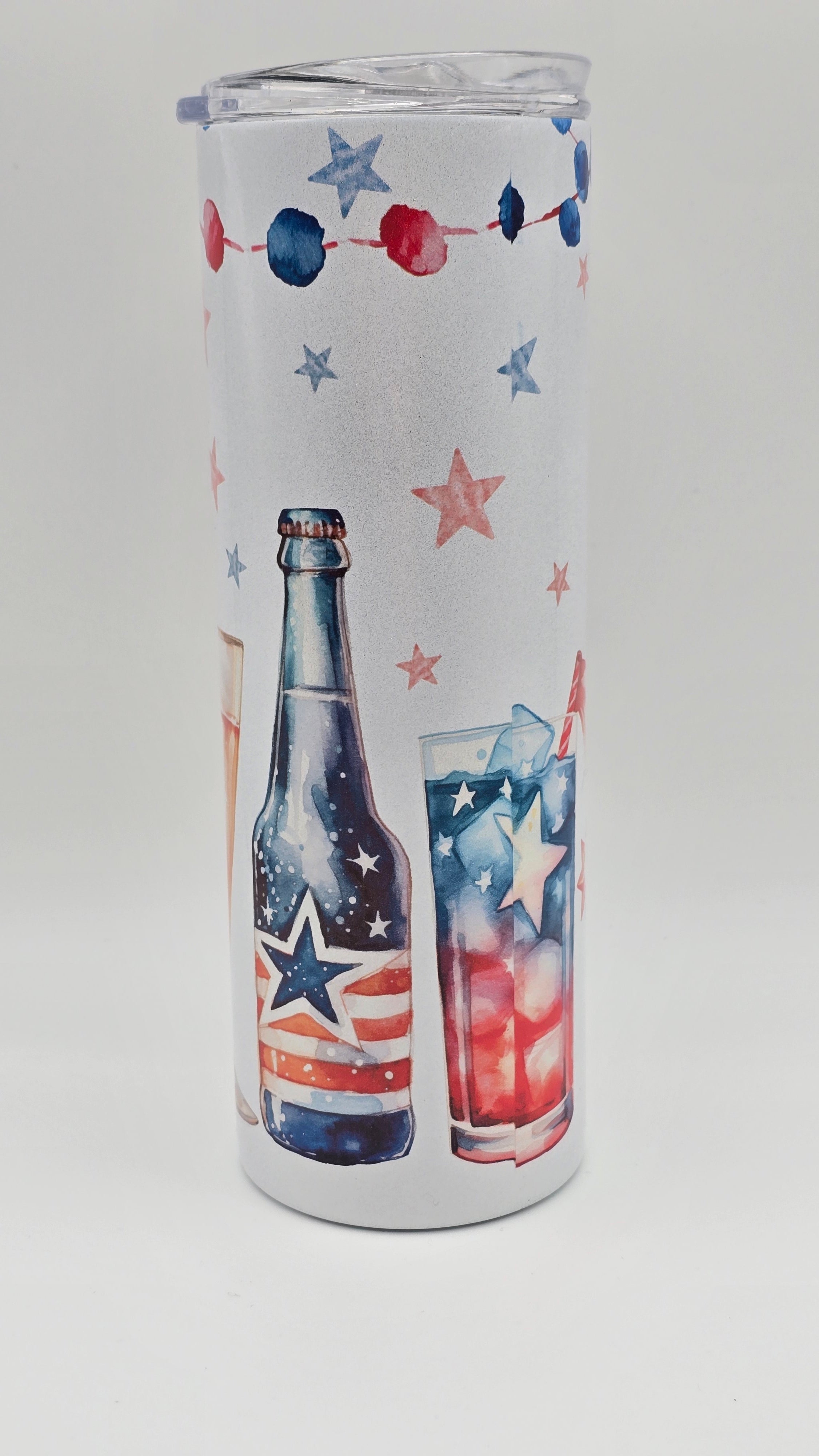 Red, White & Boozy Holographic Straight Skinny Tumbler