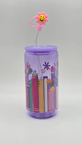 Book Lover 16 oz Glass Cup With Straw