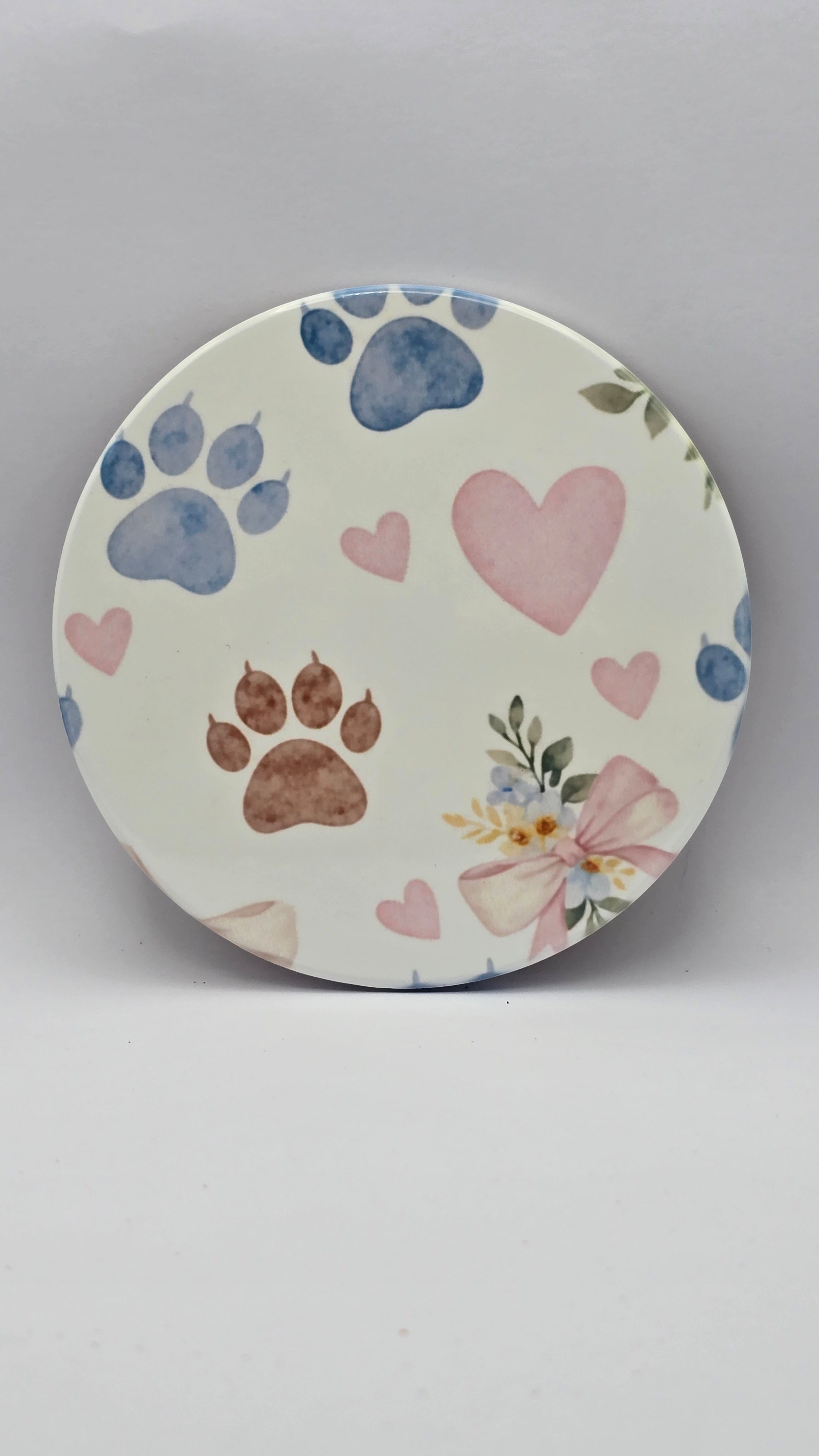 Floral Paws Ceramic Coaster
