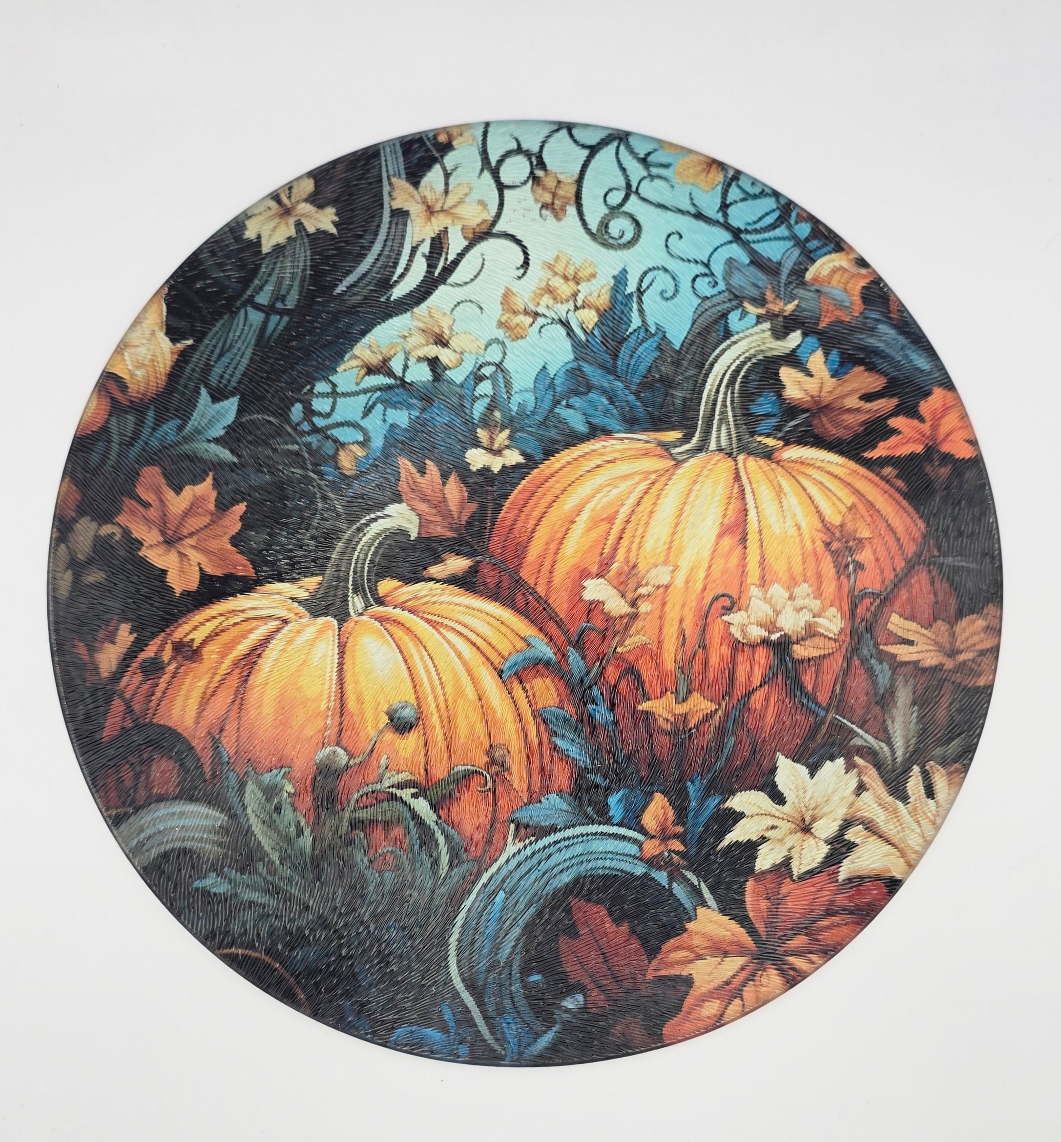 Pumpkin Fall Textured Glass Cutting Board