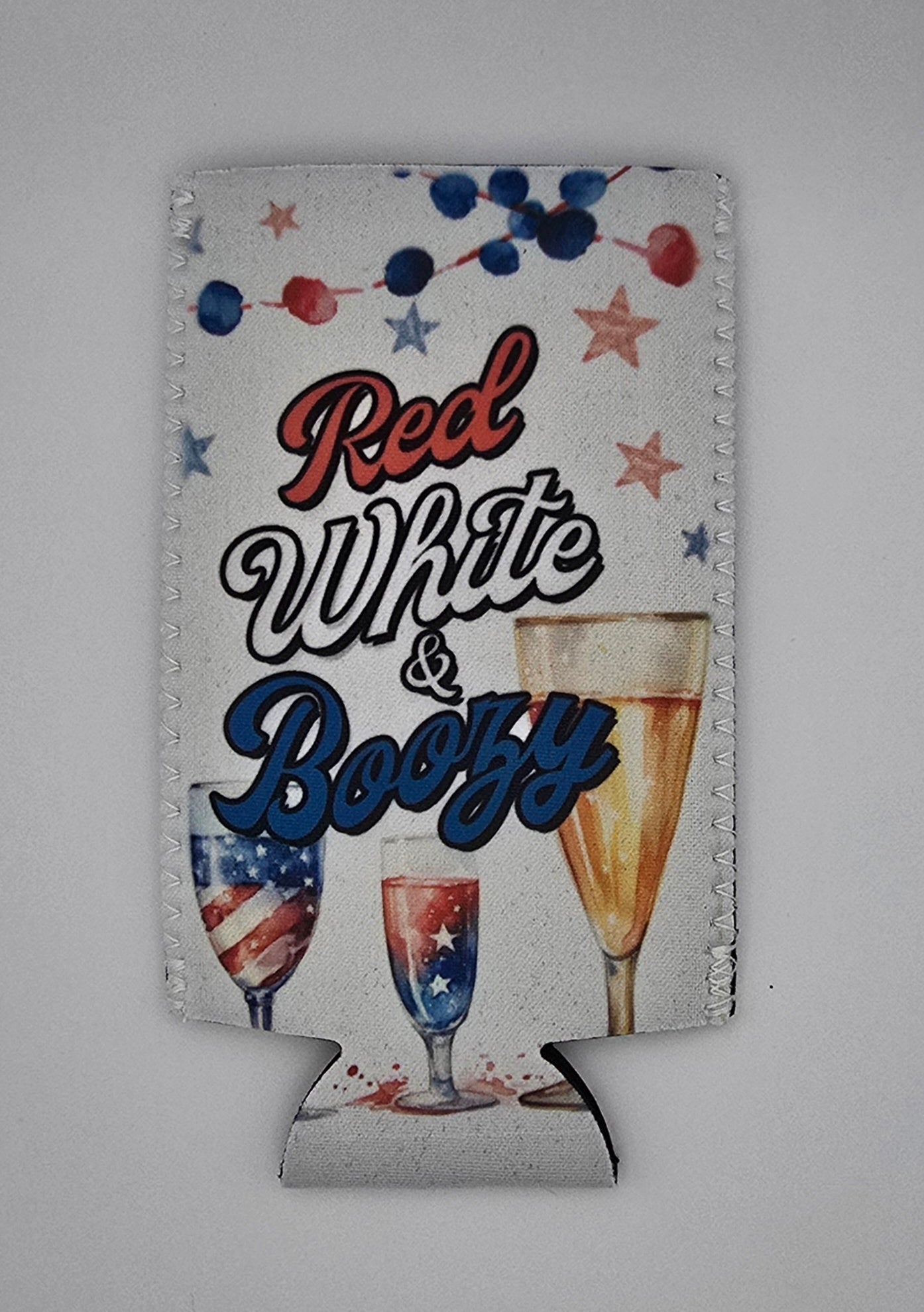 Red White & Boozy 12 oz Slim Can Cooler Sleeve