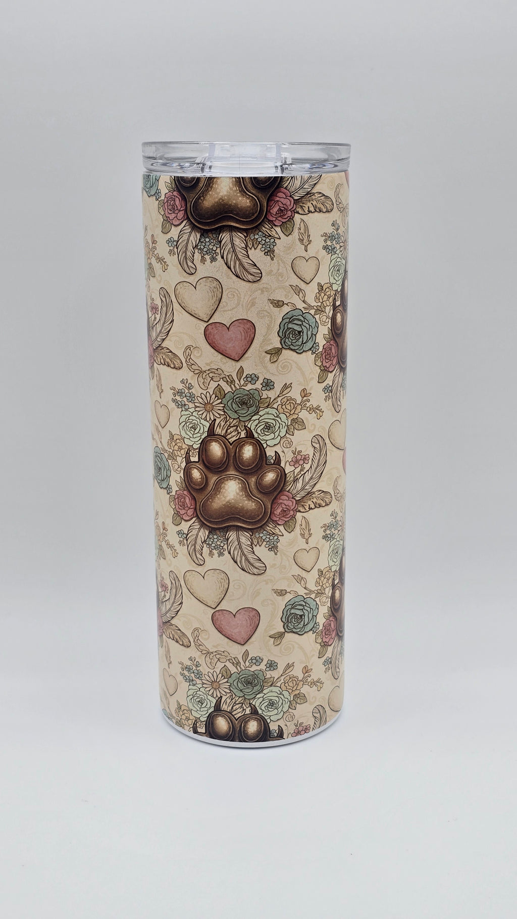 Vintage Paw Prints Holographic 20oz Straight Skinny Tumbler