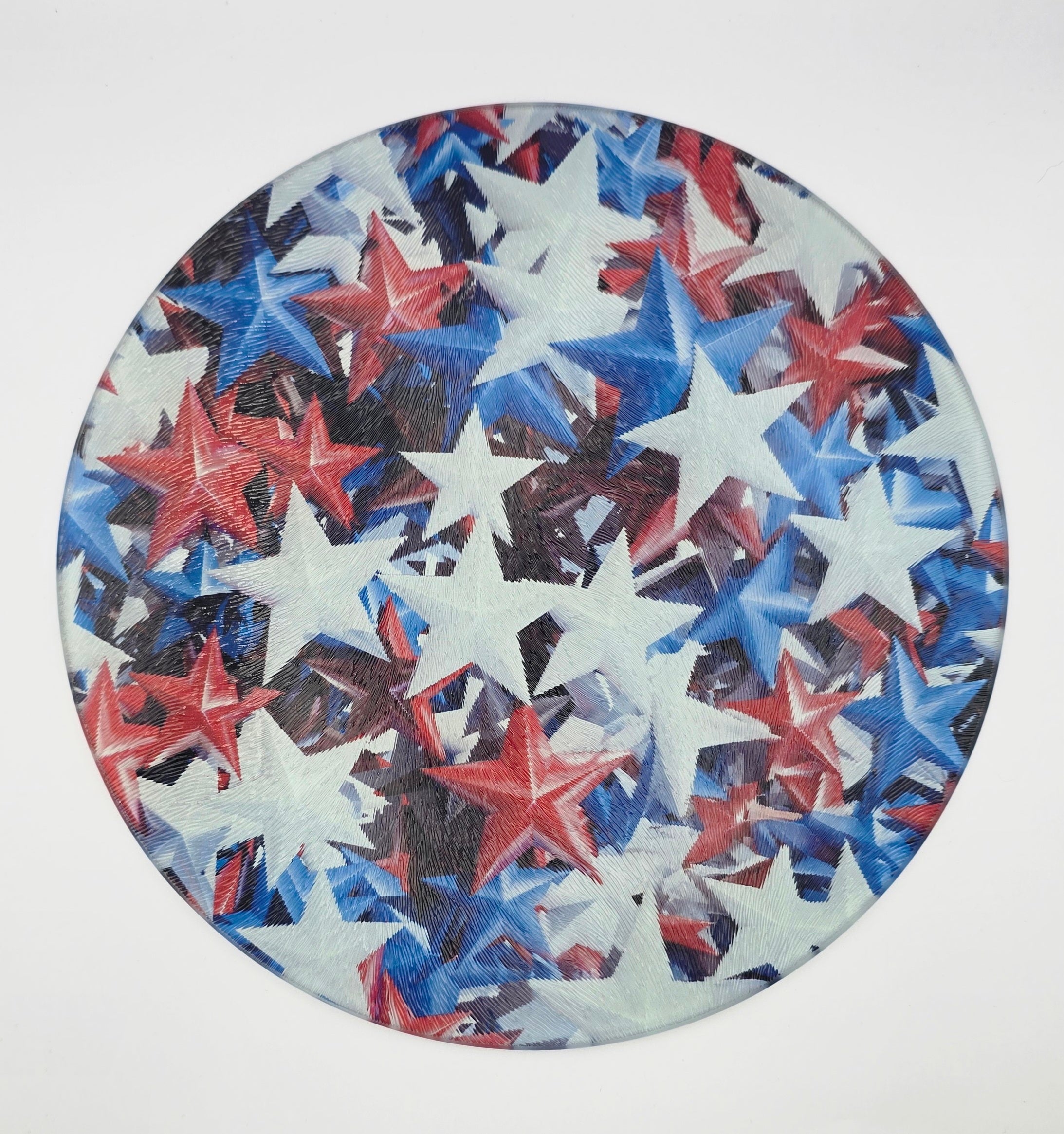Red White & Blue Stars Textured Glass Cutting Board