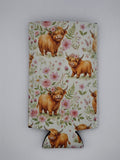 Baby Highland Cow Floral 12 oz Slim Can Cooler Sleeve