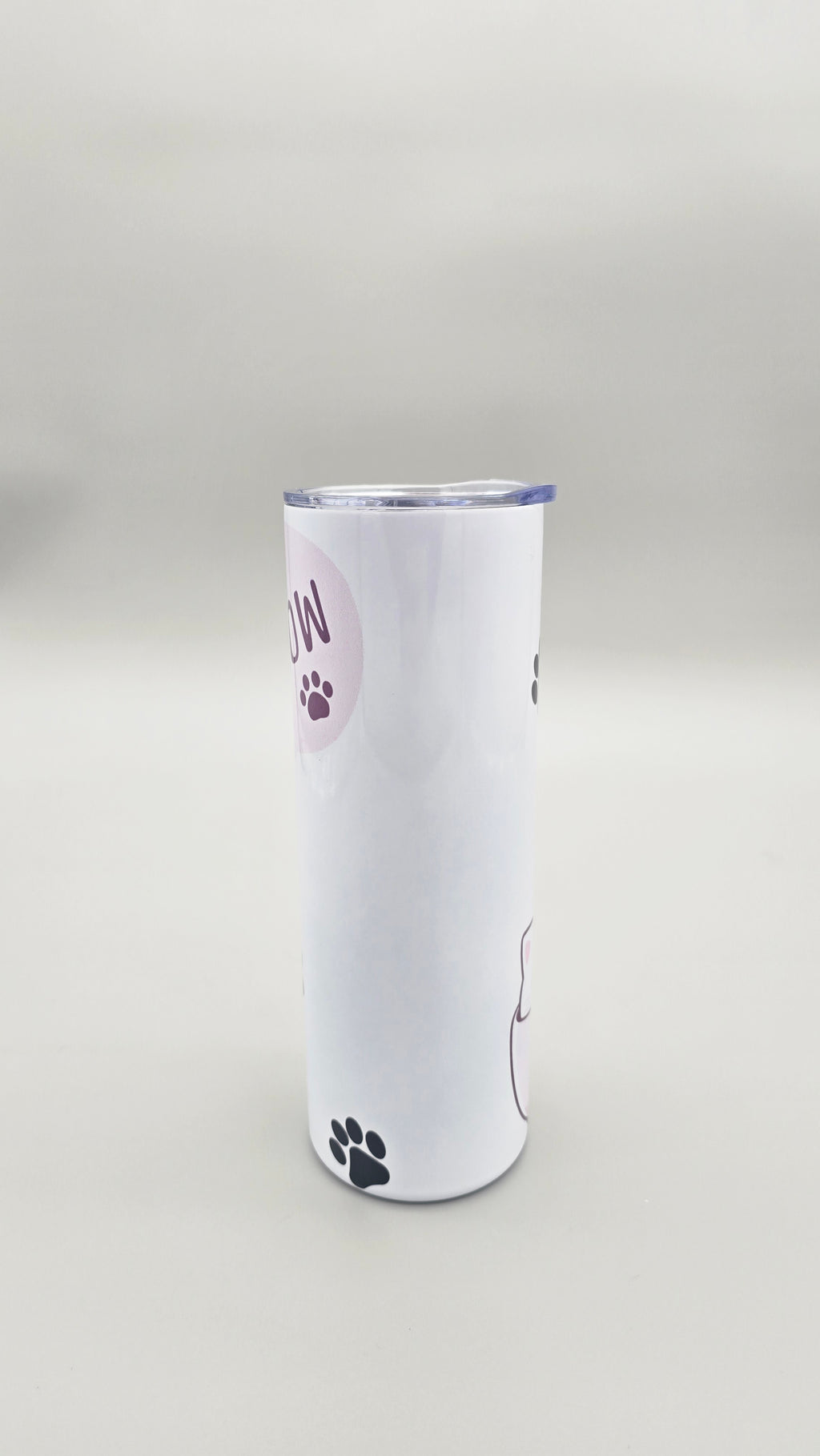 Cat in Pink Cup Paw Prints 20oz Straight Skinny Tumbler