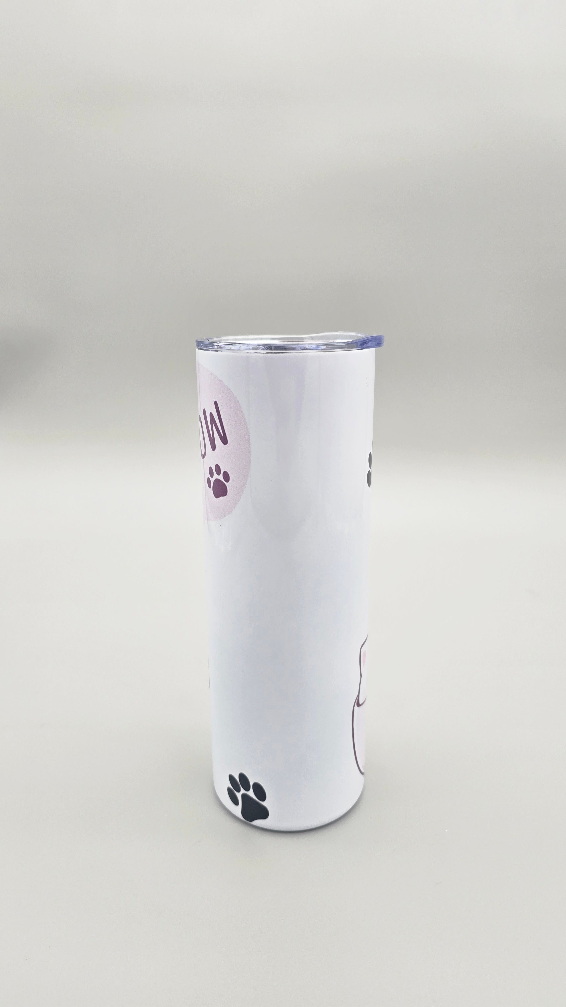 Cat in Pink Cup Paw Prints 20oz Straight Skinny Tumbler