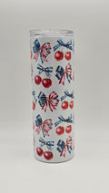 Red, White & Blue Cherries and Bows Holographic 20oz Straight Skinny Tumbler