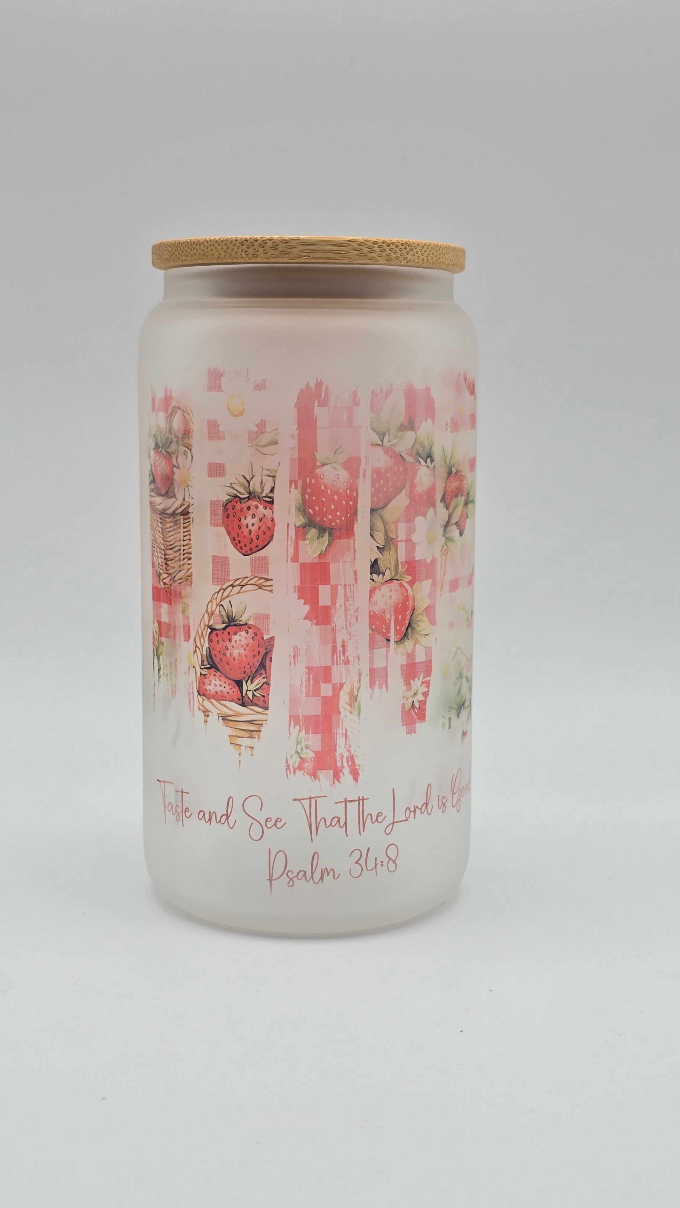 Sweet Strawberry 16oz Matte Glass Can Tumbler