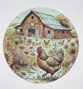 Watercolor Farm Scene Textured Glass Cutting Board