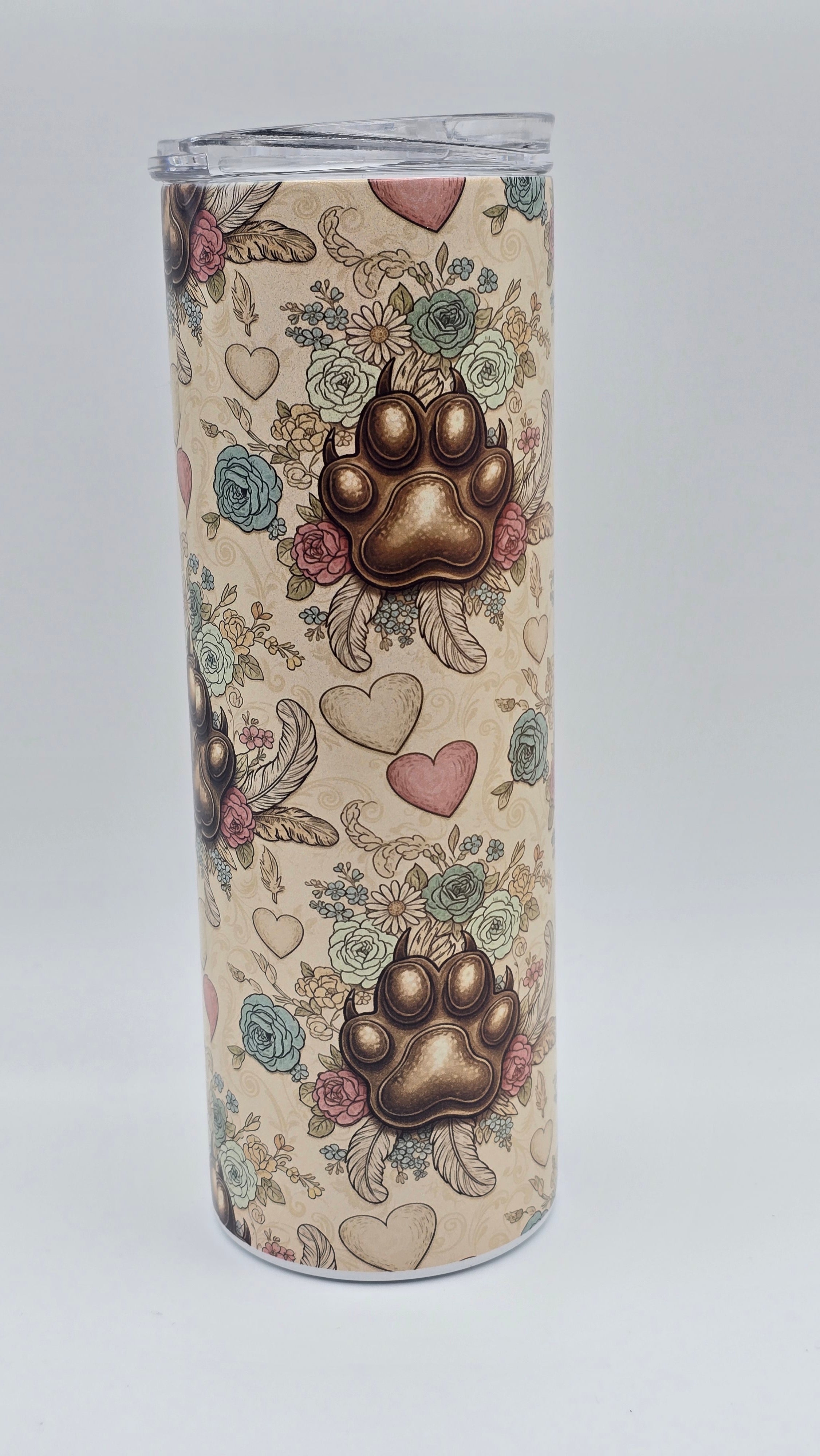 Vintage Paw Prints Holographic 20oz Straight Skinny Tumbler
