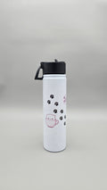 Cat in Pink Cup Paw Prints