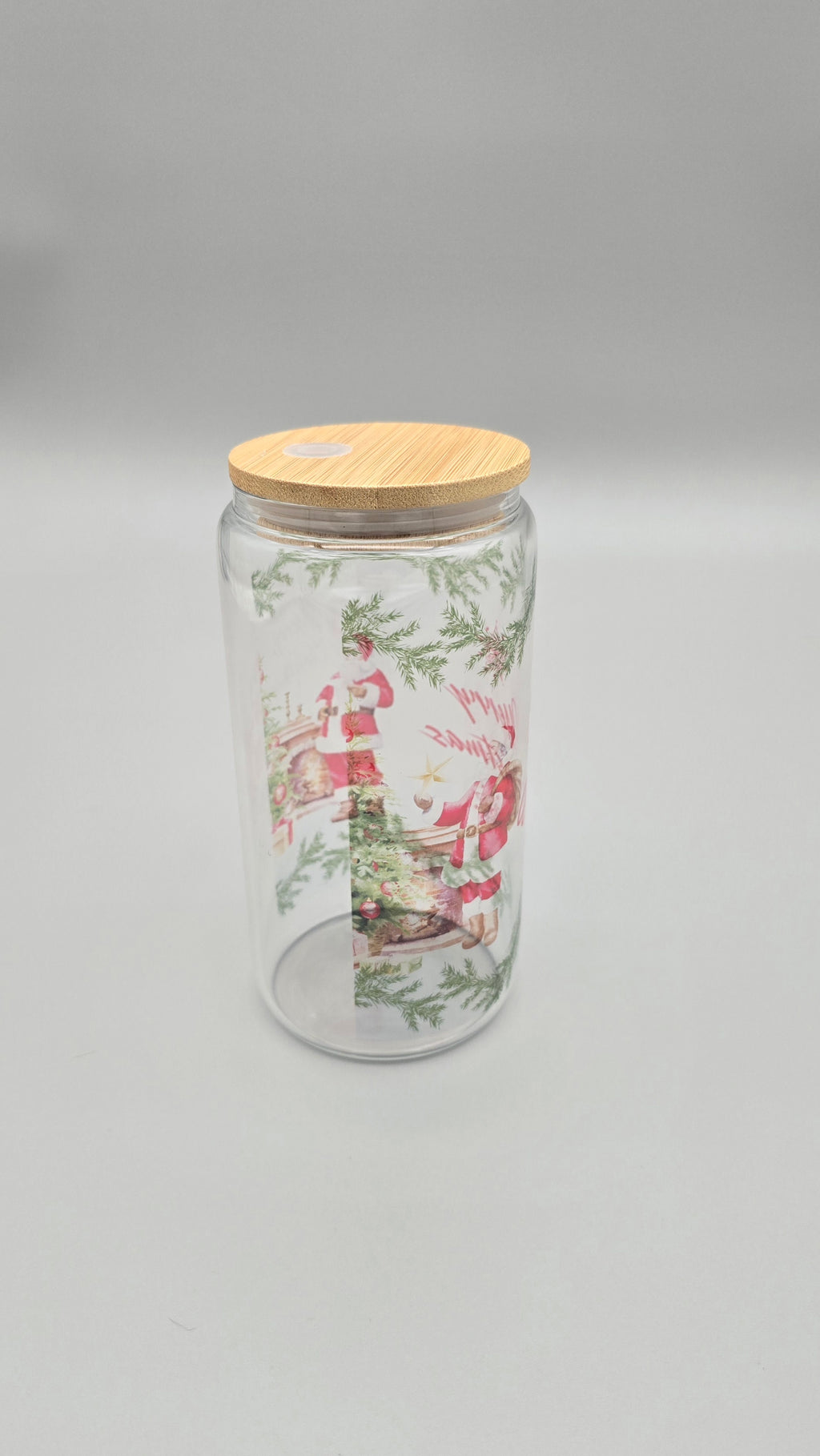 Merry Christmas 16 oz Clear Glass Can Tumbler