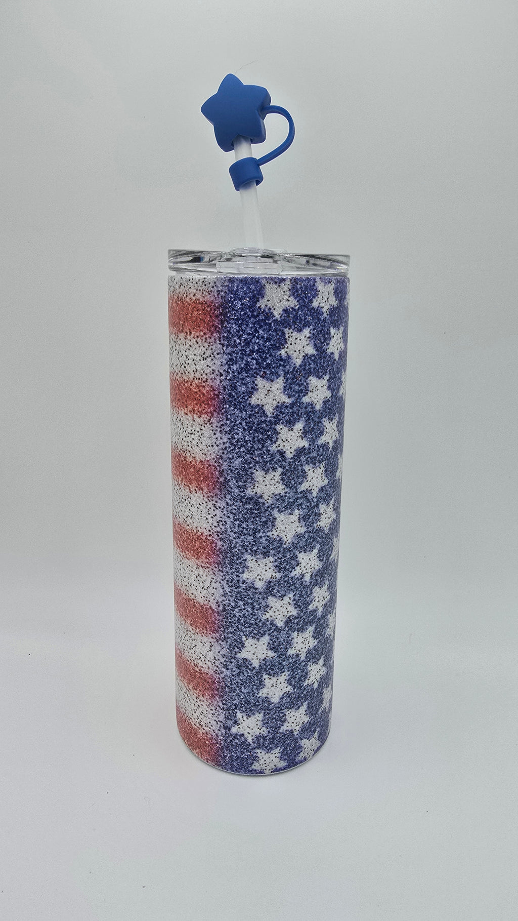 Stars and Stripes Metallic Glitter 20oz Skinny Tumbler