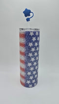 Stars and Stripes Metallic Glitter 20oz Skinny Tumbler
