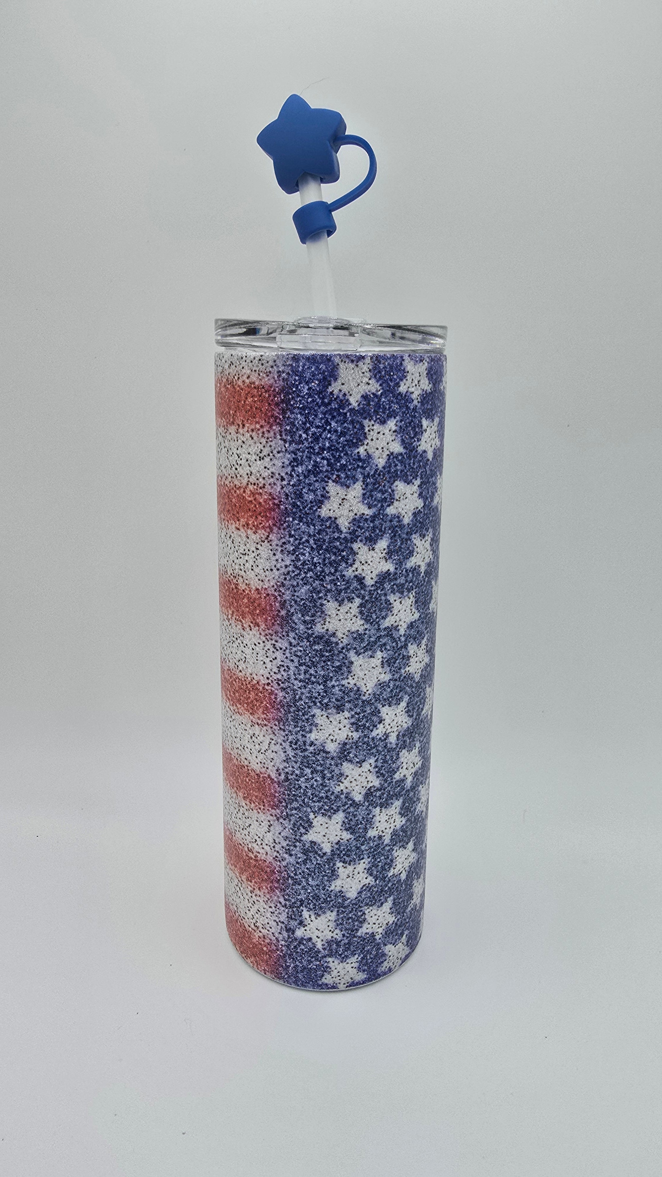 Stars and Stripes Metallic Glitter 20oz Skinny Tumbler
