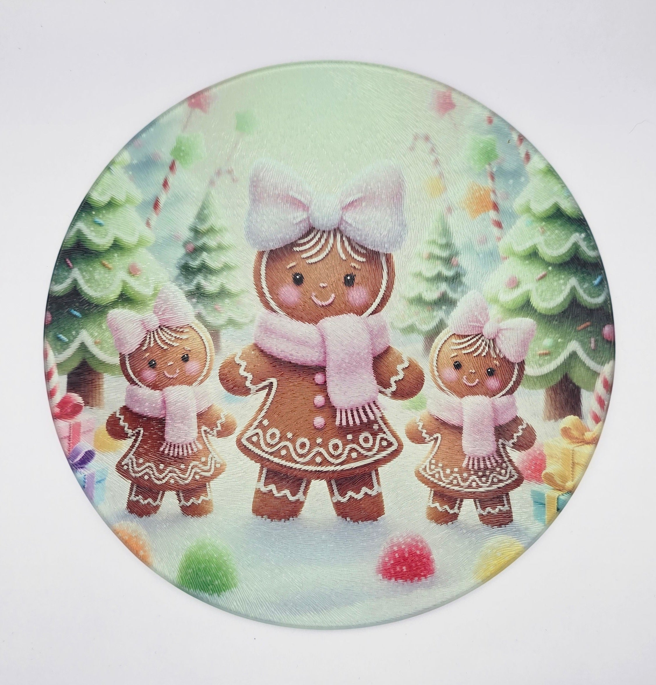 Ginger Bread Girls Textured Glass Cutting Board