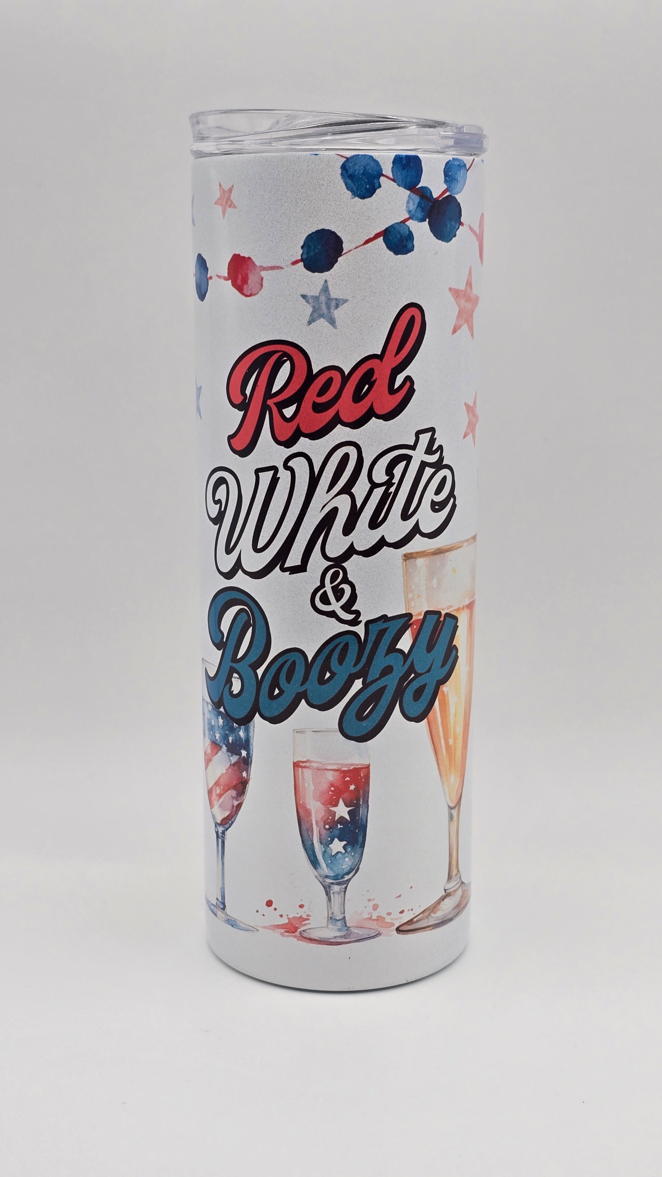 Red, White & Boozy Holographic Straight Skinny Tumbler