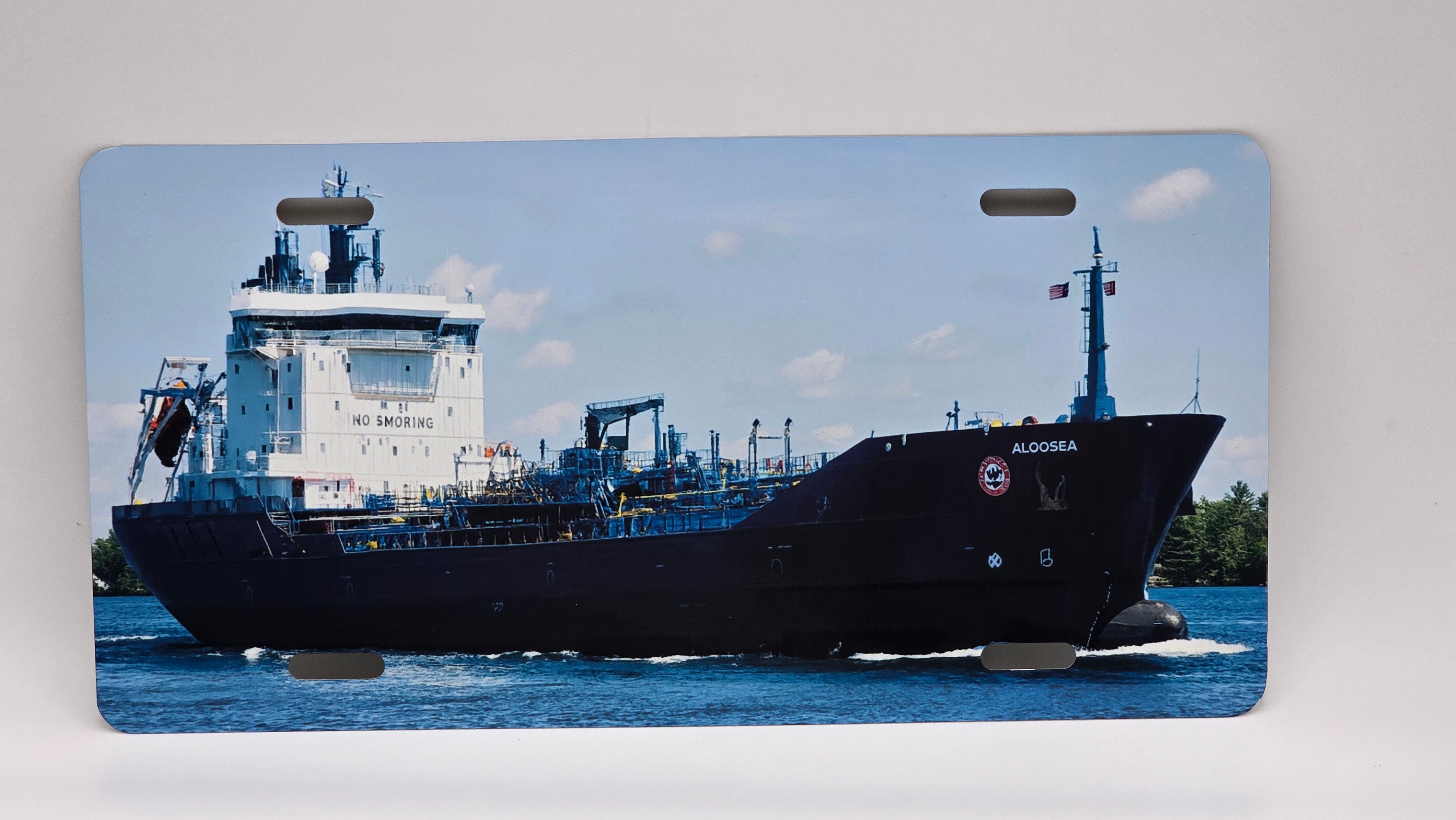 Ship's in The St. Lawrence River Aluminum License Plate Sign