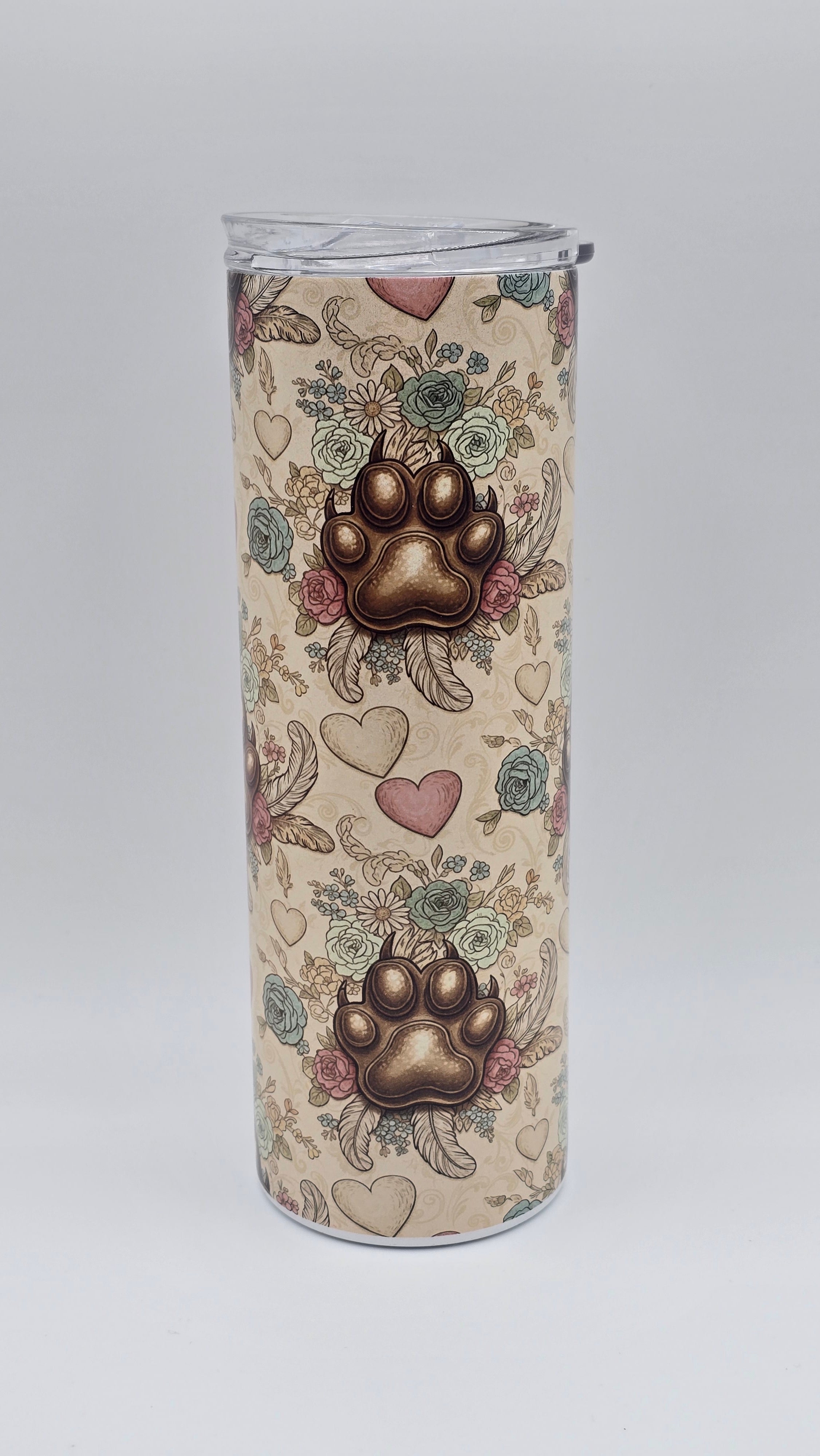Vintage Paw Prints Holographic 20oz Straight Skinny Tumbler