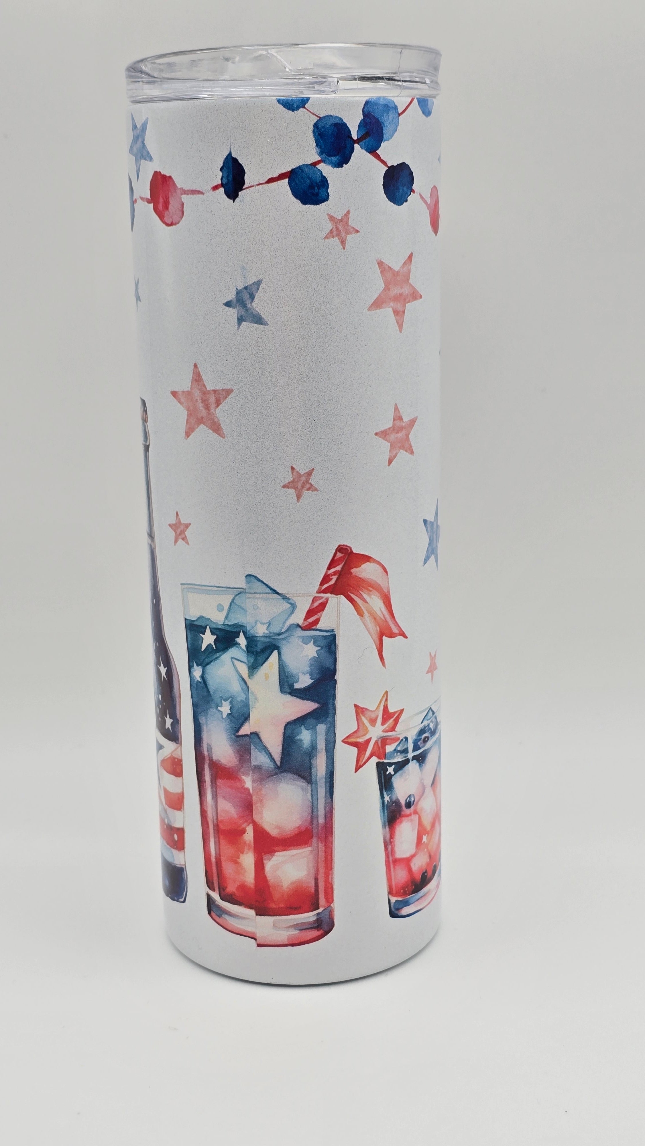 Red, White & Boozy Holographic Straight Skinny Tumbler