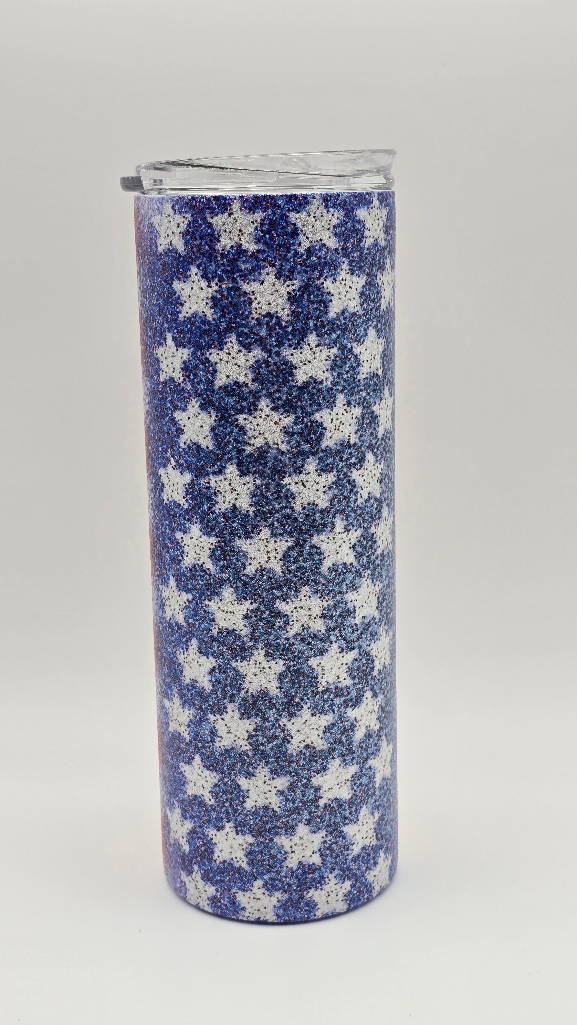 American Flag Metallic Glitter 20oz Straight Skinny Edge Tumbler