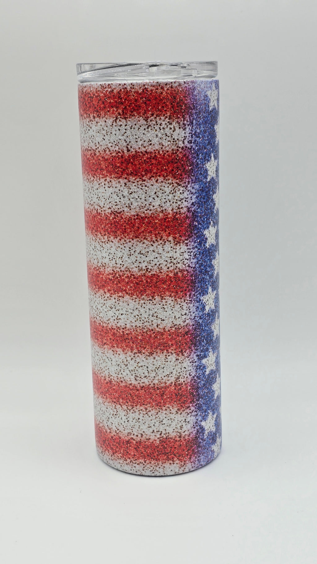 American Flag Metallic Glitter 20oz Straight Skinny Edge Tumbler