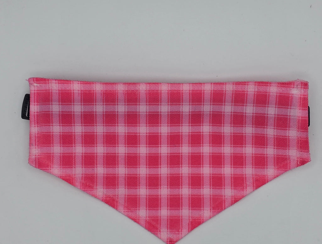 Pink Plaid Pet Bandana With Collar