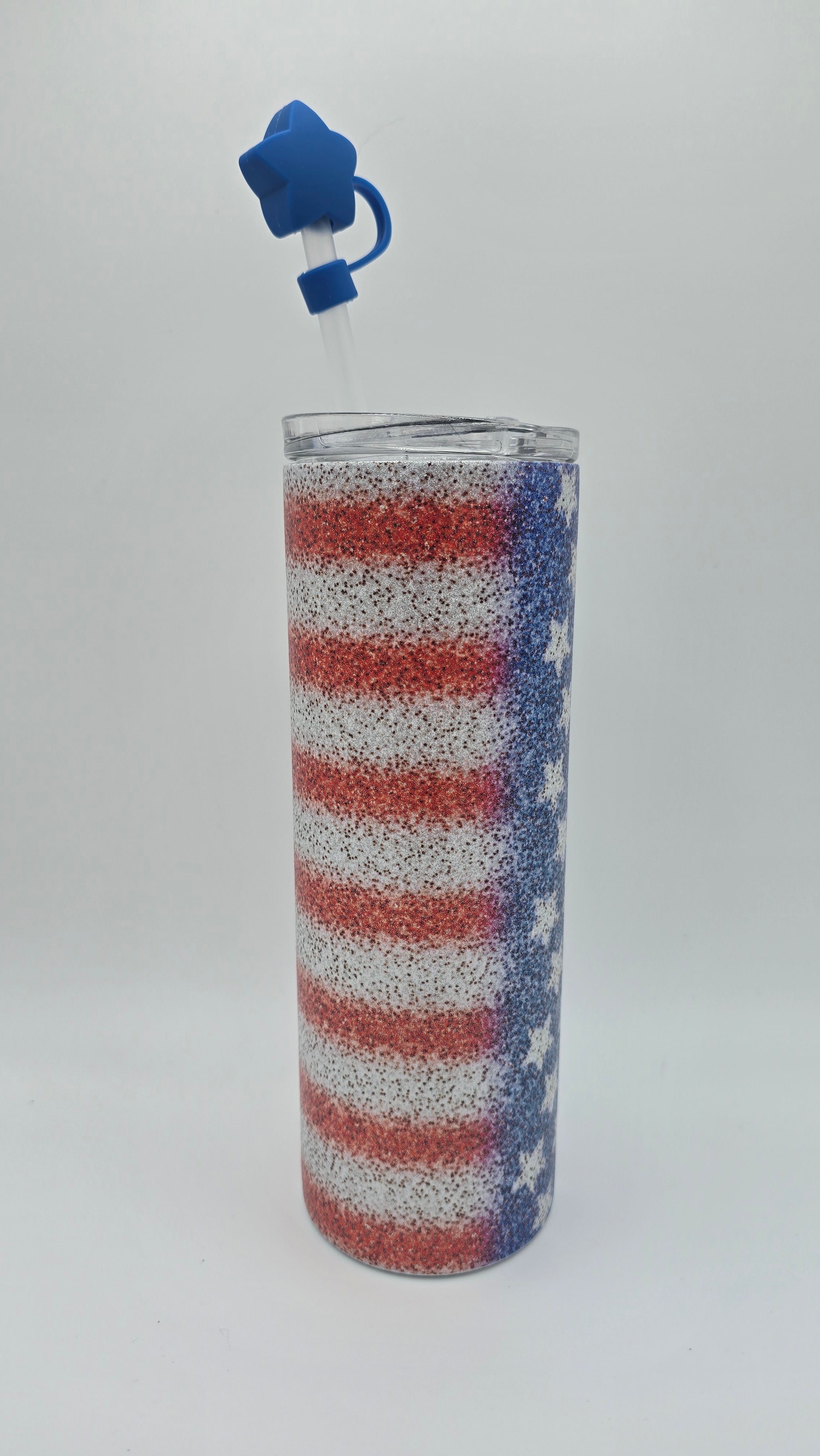 Stars and Stripes Metallic Glitter 20oz Skinny Tumbler