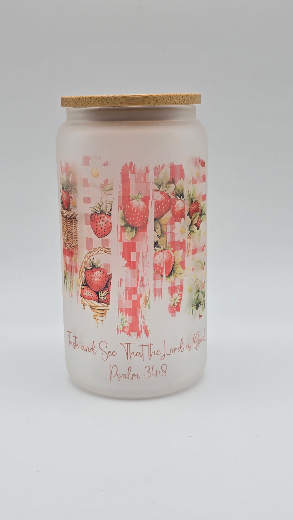 Sweet Strawberry 16oz Matte Glass Can Tumbler