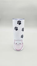 Cat in Pink Cup Paw Prints 20oz Straight Skinny Tumbler