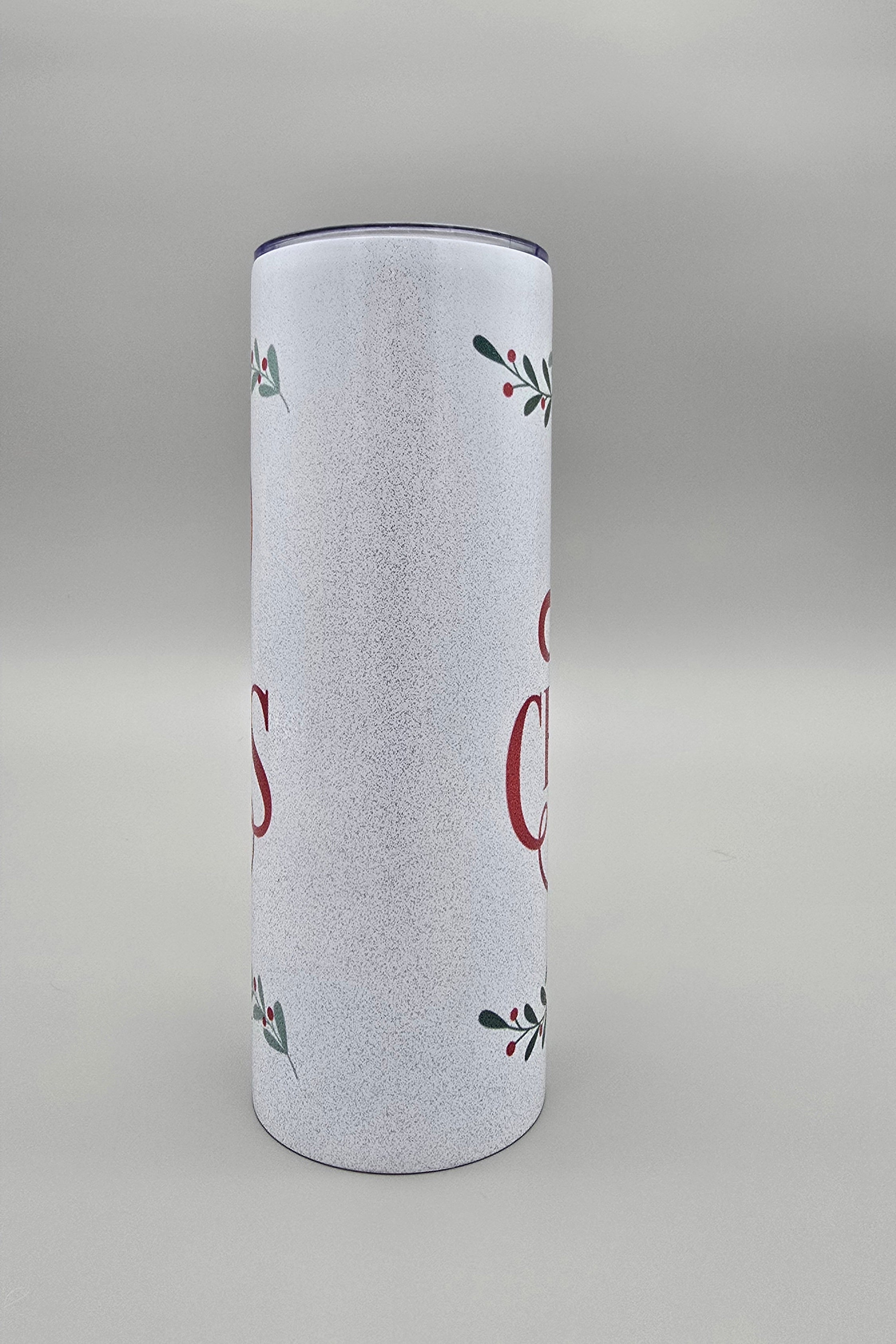 Merry Christmas 20oz Metallic Glitter Straight Skinny Tumbler W/ Sliding Lid & Straw