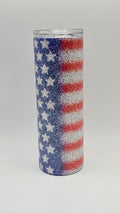 American Flag Metallic Glitter 20oz Straight Skinny Edge Tumbler