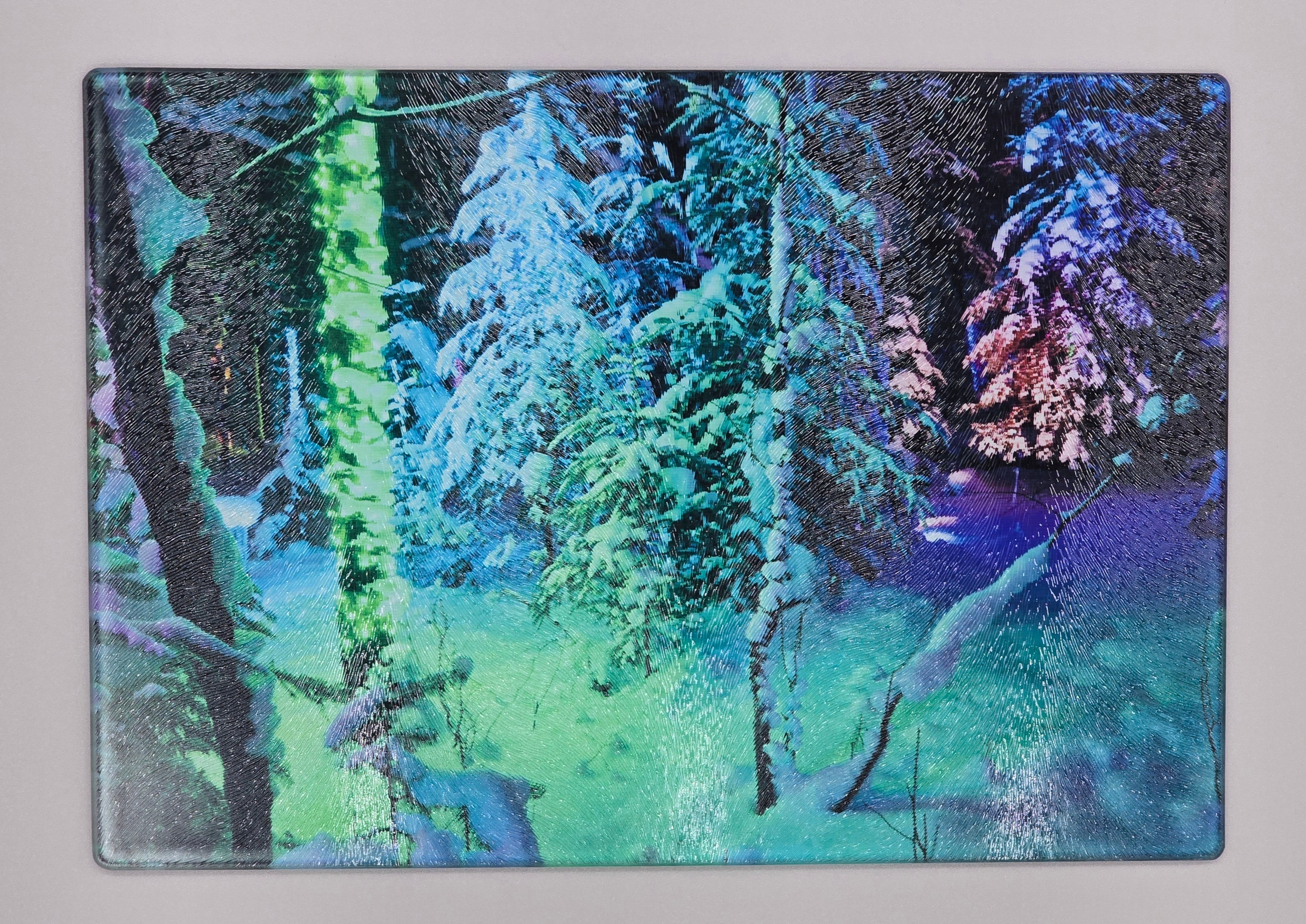 Forest Winter Lights Textured Glass Cutting Board