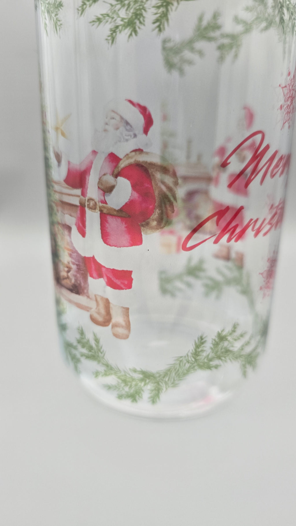 Merry Christmas 16 oz Clear Glass Can Tumbler
