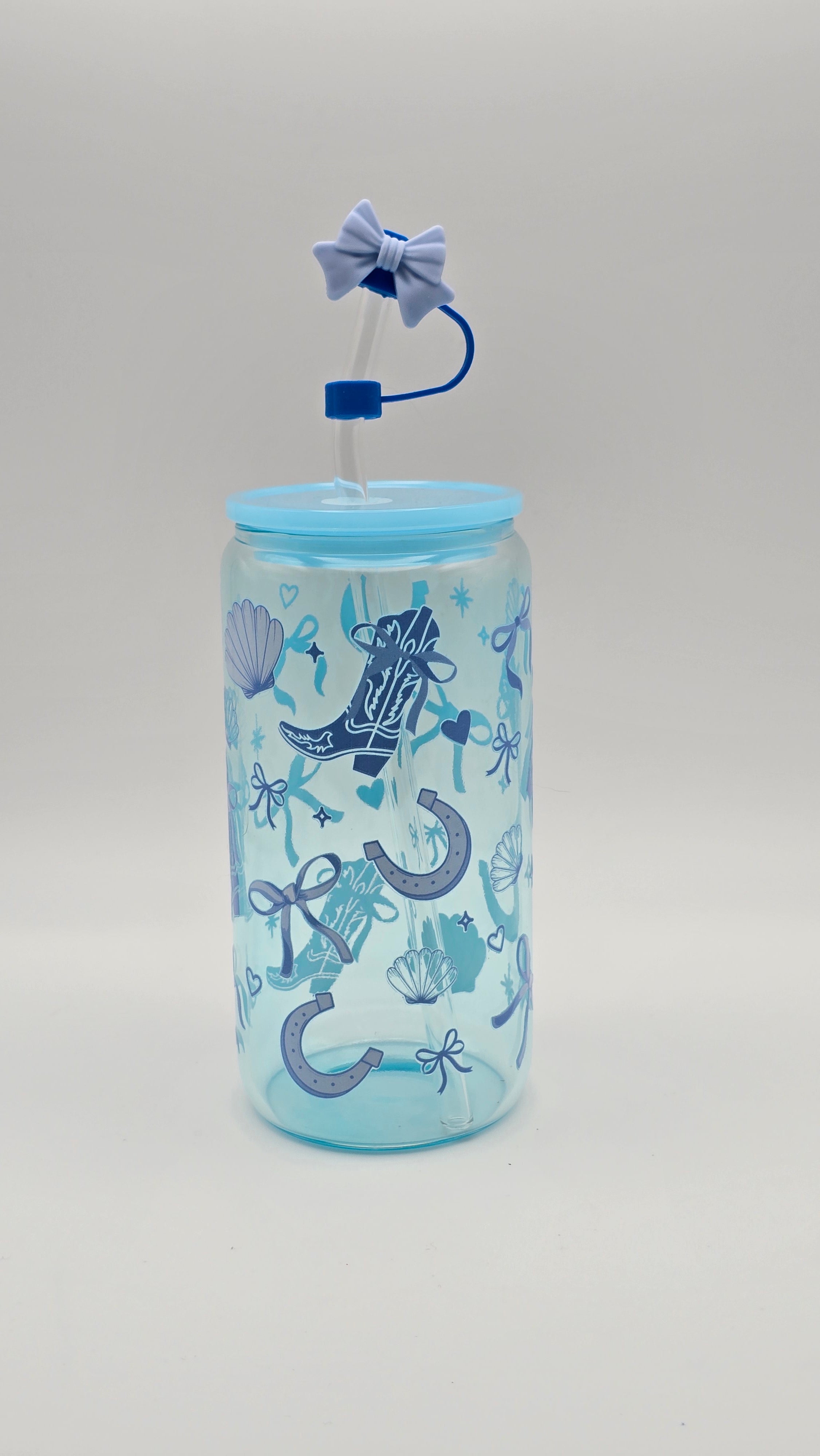 Cowgirl Glass Cup With Straw