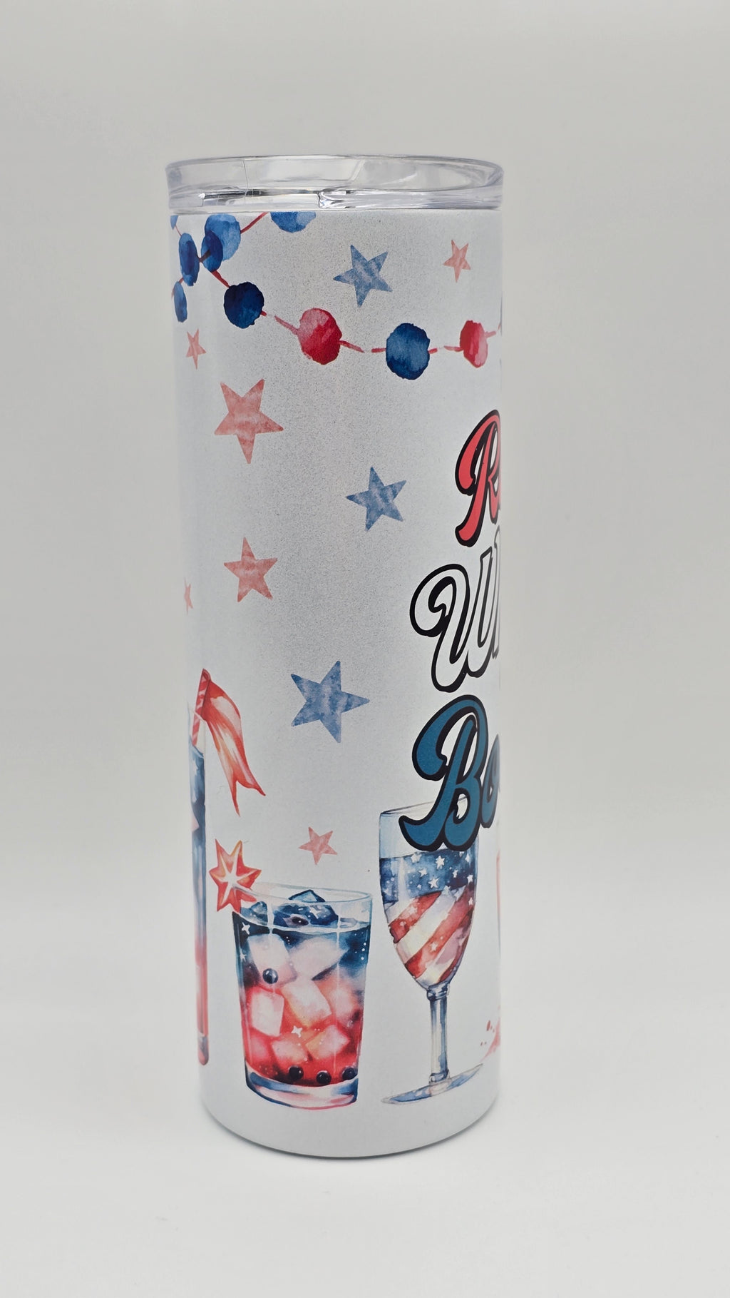 Red, White & Boozy Holographic Straight Skinny Tumbler