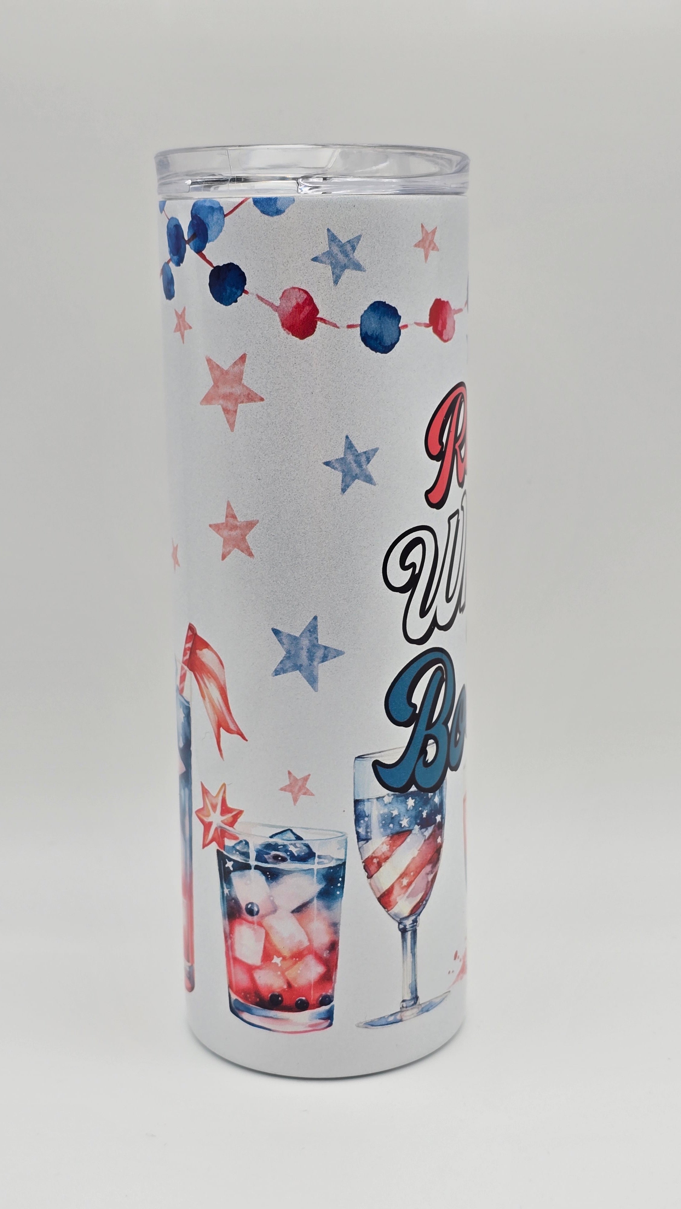 Red, White & Boozy Holographic Straight Skinny Tumbler