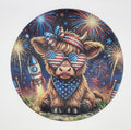 Patriotic Highland Cow Textured Glass Cutting Board