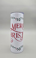 Merry Christmas 20oz Metallic Glitter Straight Skinny Tumbler W/ Sliding Lid & Straw