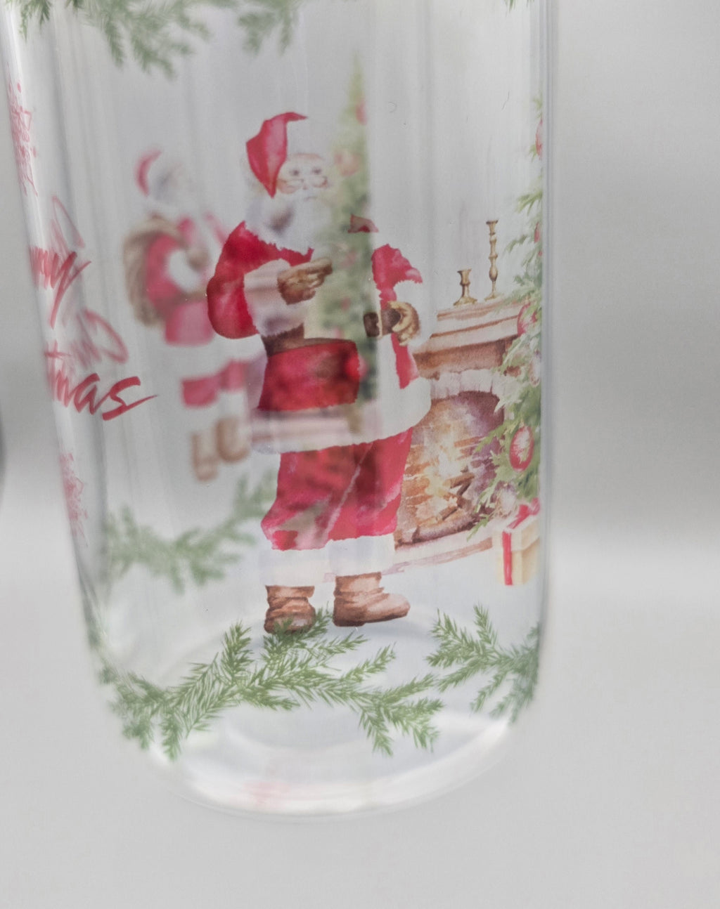 Merry Christmas 16 oz Clear Glass Can Tumbler