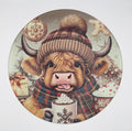 Holiday Highland Cow Textured Glass Cutting Board