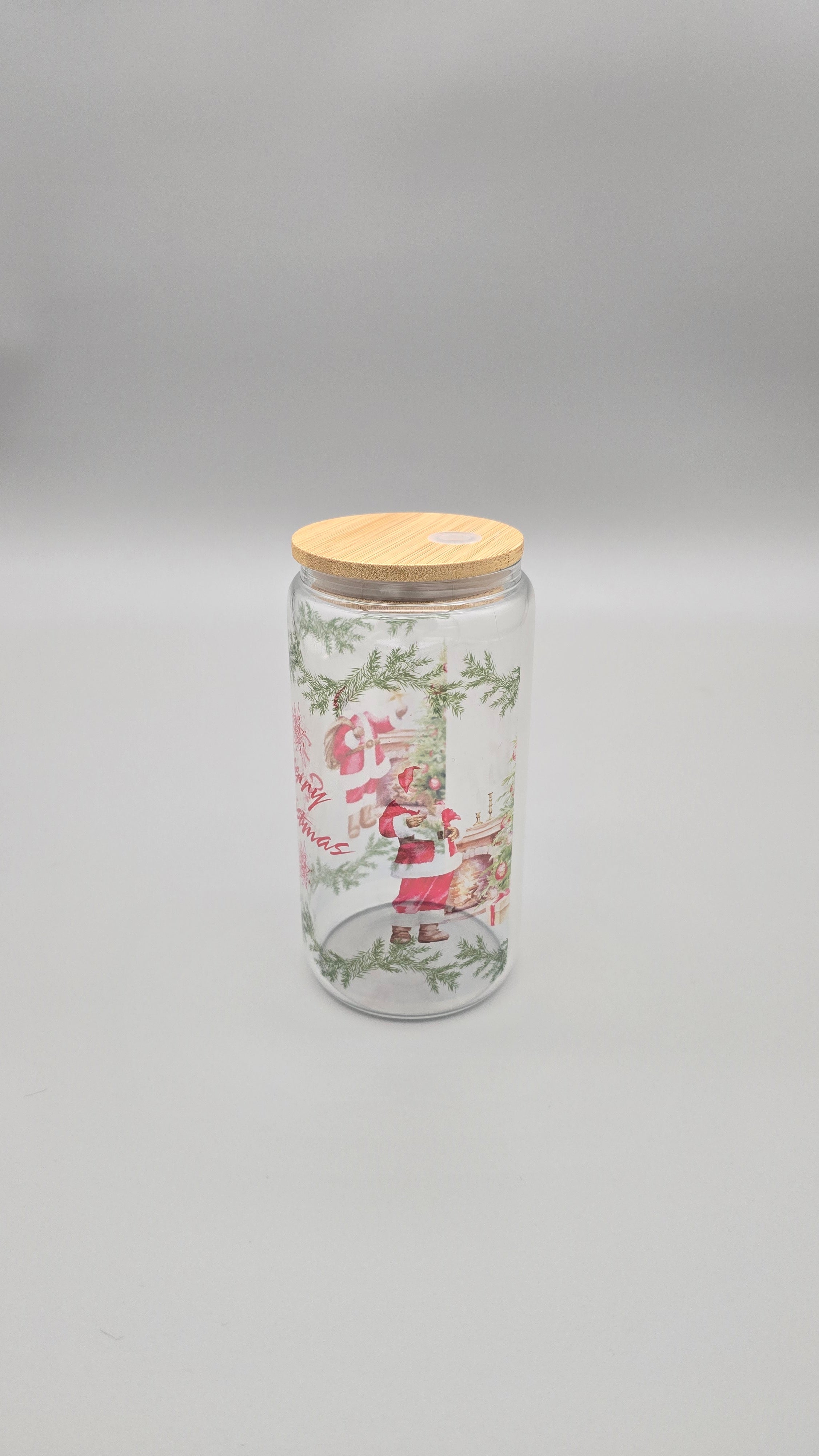 Merry Christmas 16 oz Clear Glass Can Tumbler