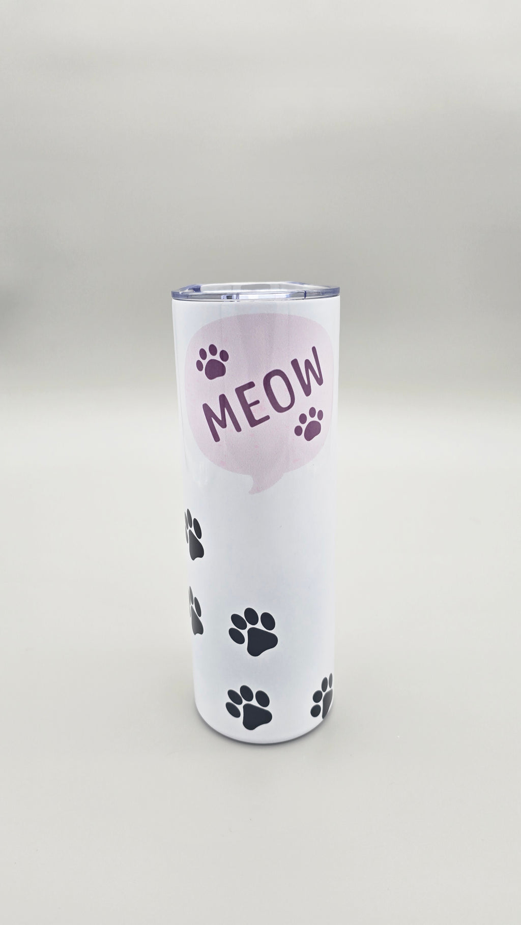 Cat in Pink Cup Paw Prints 20oz Straight Skinny Tumbler