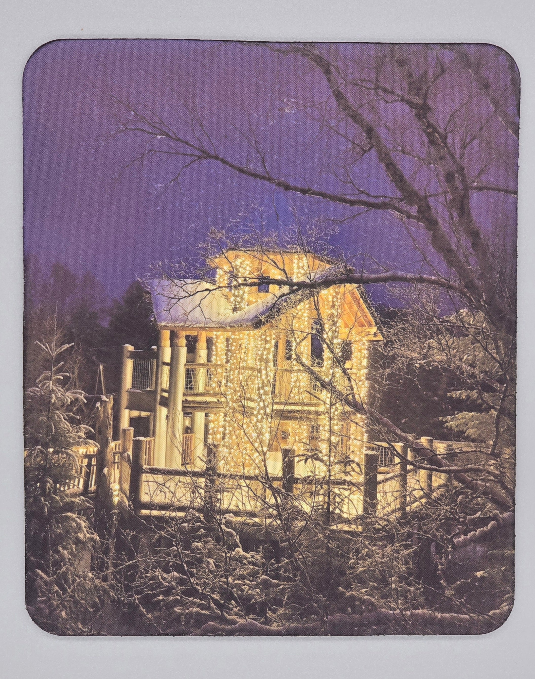 Winter Lights House Mouse Pad