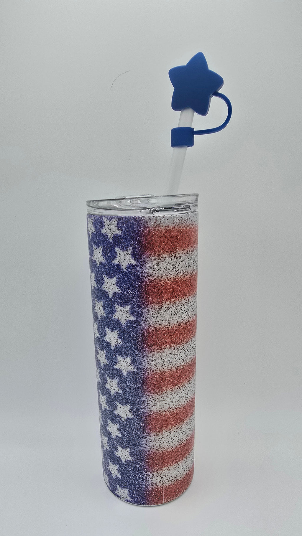 Stars and Stripes Metallic Glitter 20oz Skinny Tumbler